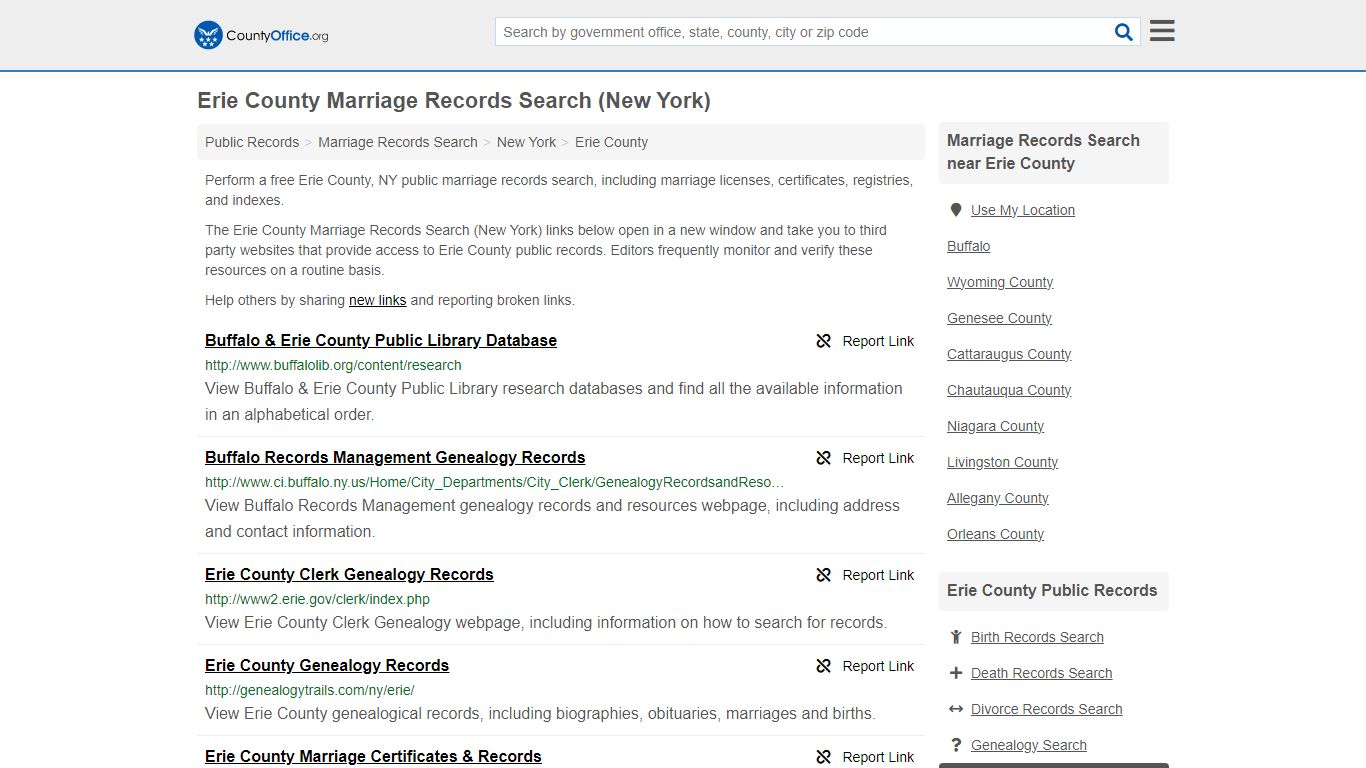 Erie County Marriage Records Search (New York) - County Office